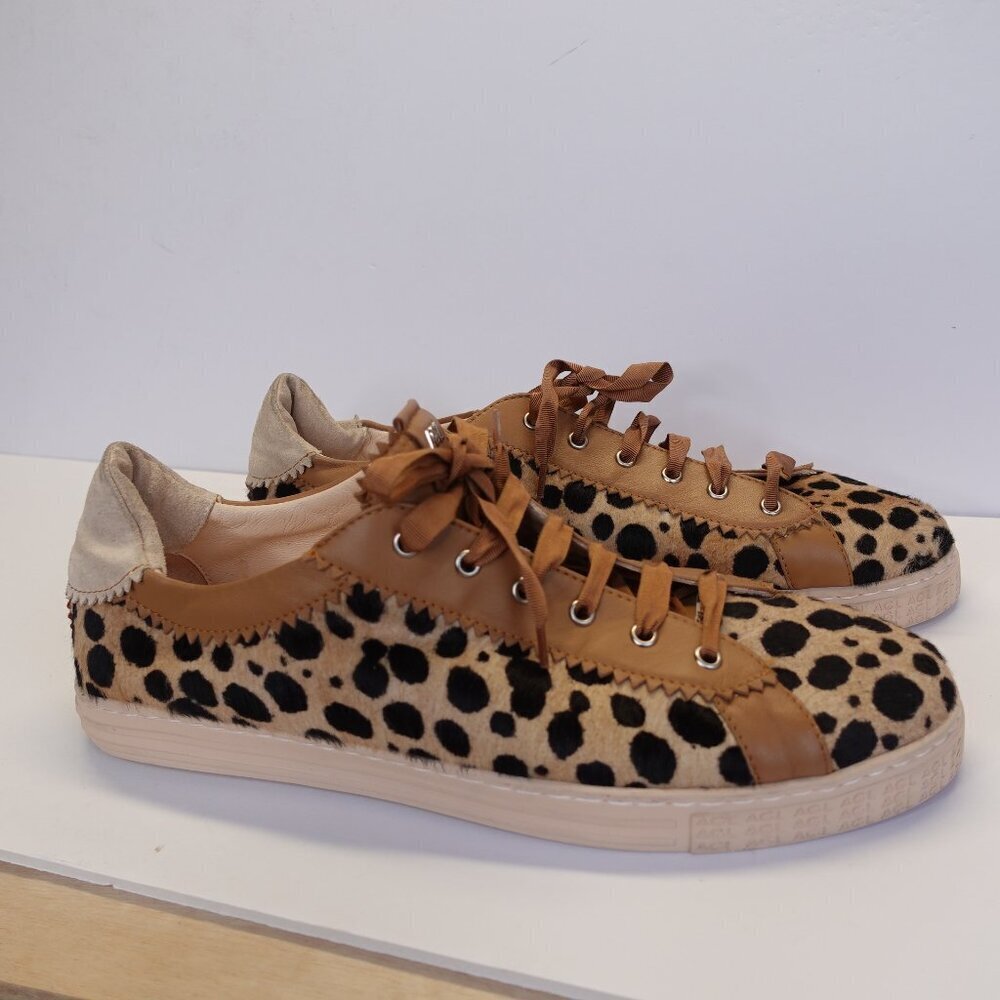 AGL Attilio Giusti Women's Sneaker Genuine Calf Hair Animal Print Size 43 - Picture 4 of 9